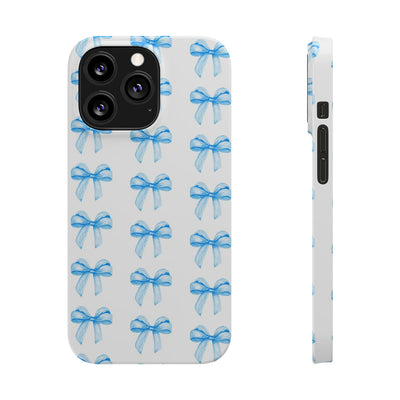 Slim Blue Bows Cute Phone Cases for Iphone 16 Pro Max | iPhone 15 Case | iPhone 15 Pro Max Case, Iphone 14, Iphone 14 Pro Max, Iphone 13 12 11 8 7