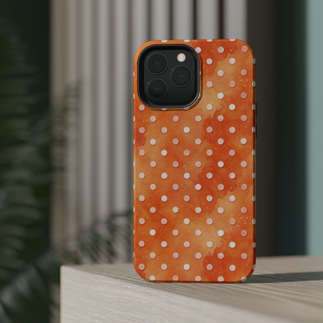 Aesthetic Tough Magsafe Orange Polka Dots Phone Case - For iPhone 17 Pro Max iPhone 16 Pro iPhone 15 Iphone 14 Plus 13 Pro 12 11 10 XR - Studio40ParkLane