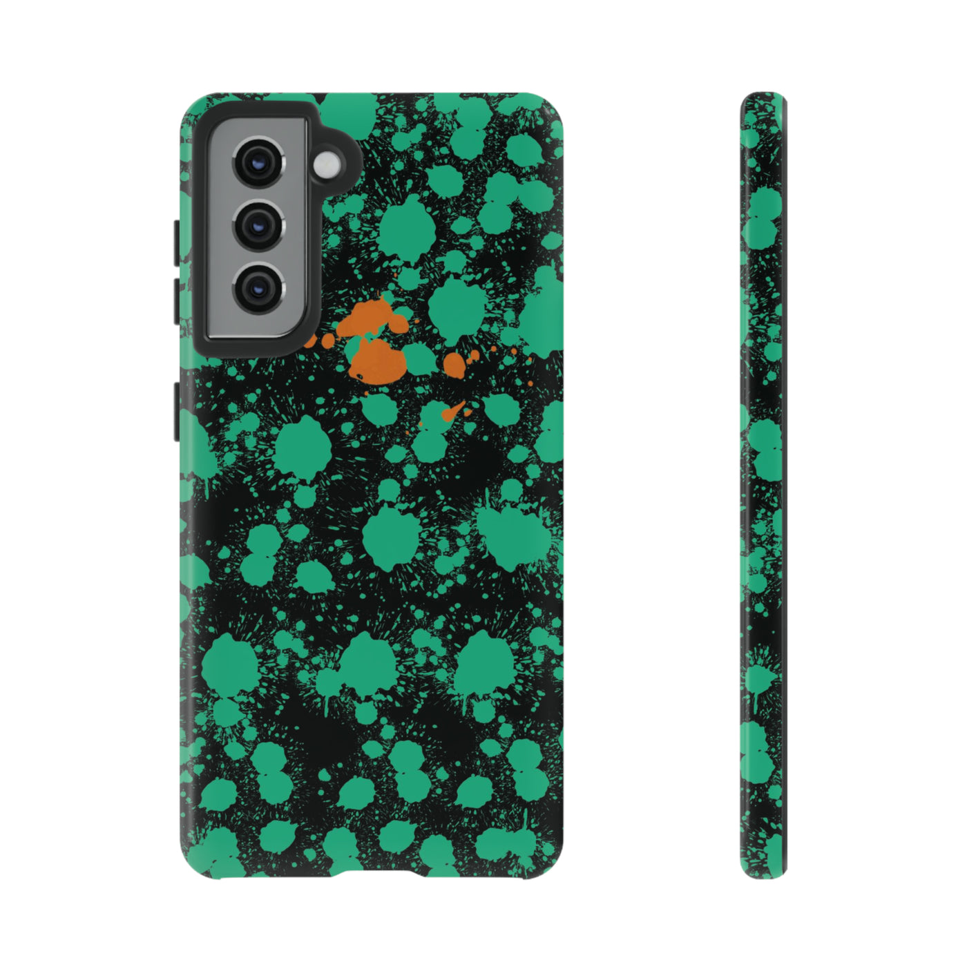 Cute Samsung Phone Case | Aesthetic Samsung Phone Case | Paint Splash Green Orange | Galaxy S23, S22, S21, S20 | Luxury Double Layer | Cool
