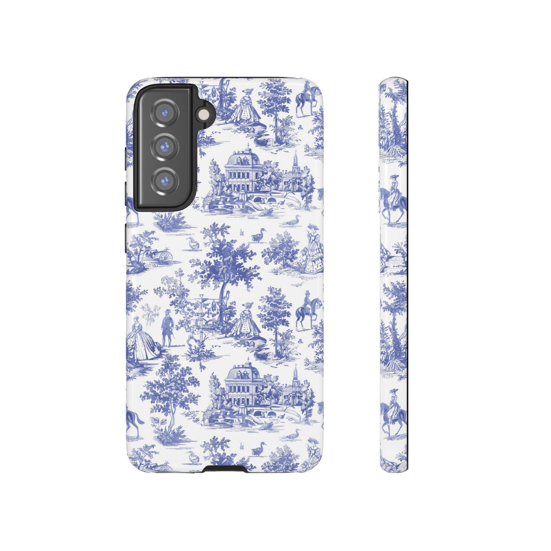 French Toile Blue Coquette Tough Phone Case - For iPhone 17 Pro Max iPhone 16 Pro Case iPhone Iphone 15 Case 14 13 12 11 Cute Phone Case - Studio40ParkLane