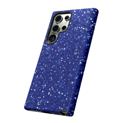 Chic Blue Faux Play on Glitter Effect Cute Phone Case, for IPhone 16 pro Max | Iphone 15, Iphone 14, IPhone 13 Case, 11 8 7, Samsung Galaxy S24, S23, S22, S21, 2 Layer Protection