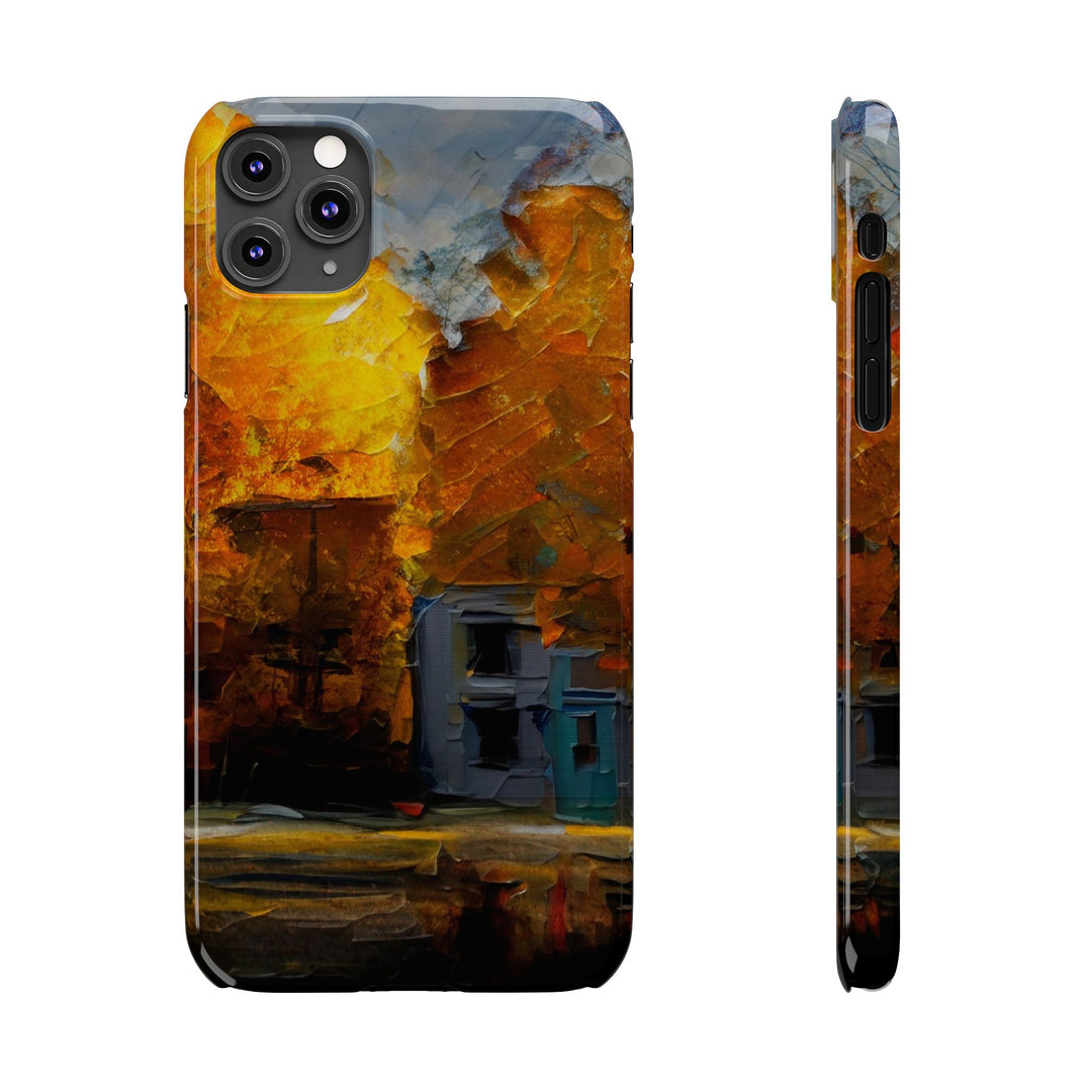 Slim Cute Phone Cases for Iphone - | iPhone 15 Case | iPhone 15 Pro Max Case, Iphone 14 Case, Iphone 14 Pro Max, Iphone 13, Fall Leaves Oil Paint Effect - Studio40ParkLane