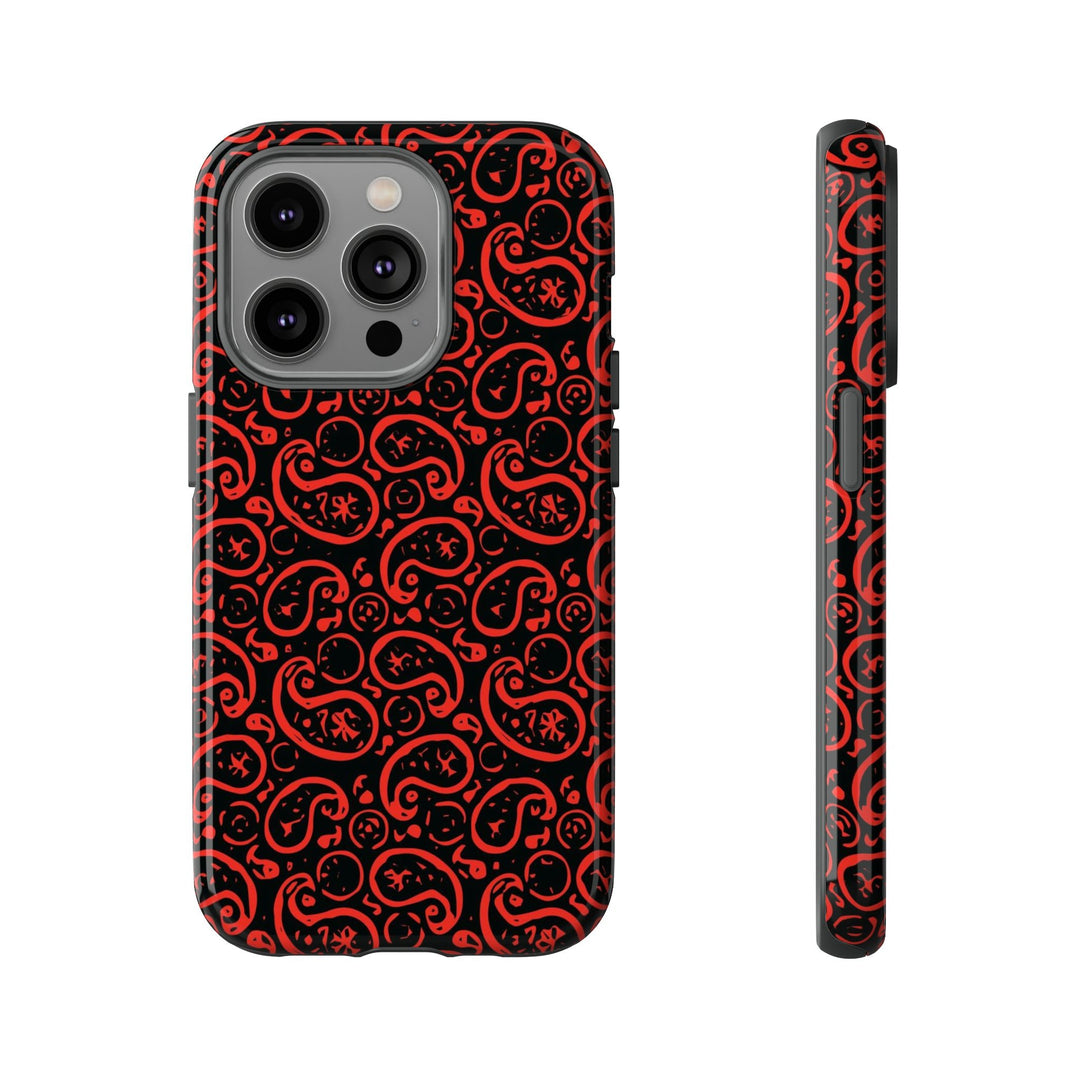 Cute IPhone Case | iPhone 15 Case | iPhone 15 Pro Max Case, Iphone 14 Case, Iphone 14 Pro Max Case IPhone Case for Art Lovers, Paisley Red - Studio40ParkLane