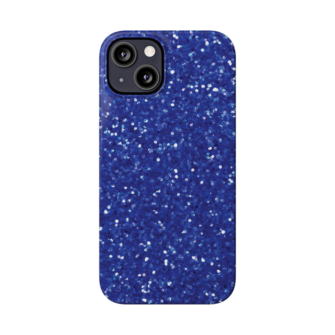 Slim Blue Muted Faux Play on Glitter Effect Cute Phone Cases for Iphone 16 Pro Max | iPhone 15 Case | iPhone 15 Pro Max Case, Iphone 14, Iphone 14 Pro Max, Iphone 13 12 11 8 7 - Studio40ParkLane