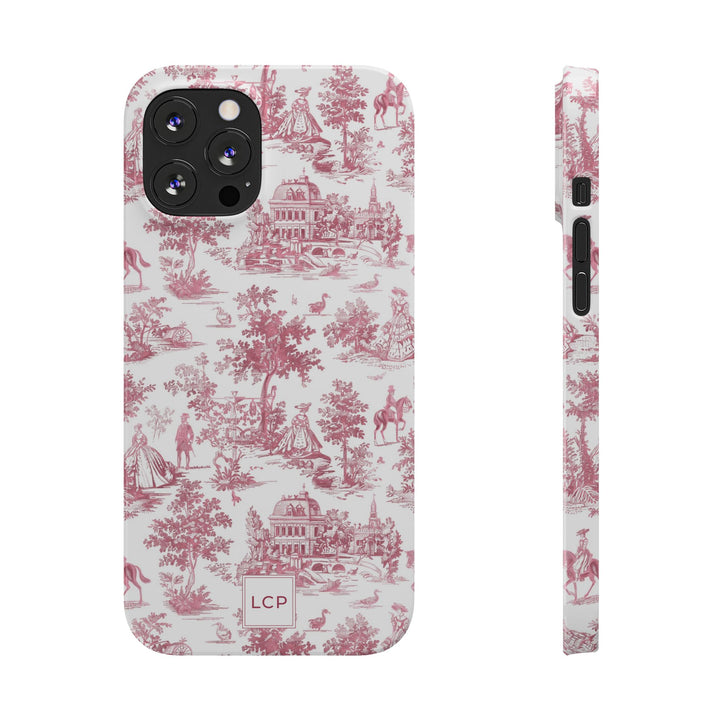 Slim Personalized Slim Pink Vintage French Toile Cute Phone Cases for Iphone 16 Pro Max | iPhone 15 Case | iPhone 15 Pro Max Case, Iphone 14, Iphone 14 Pro Max, Iphone 13 12 11 8 7 - Studio40ParkLane