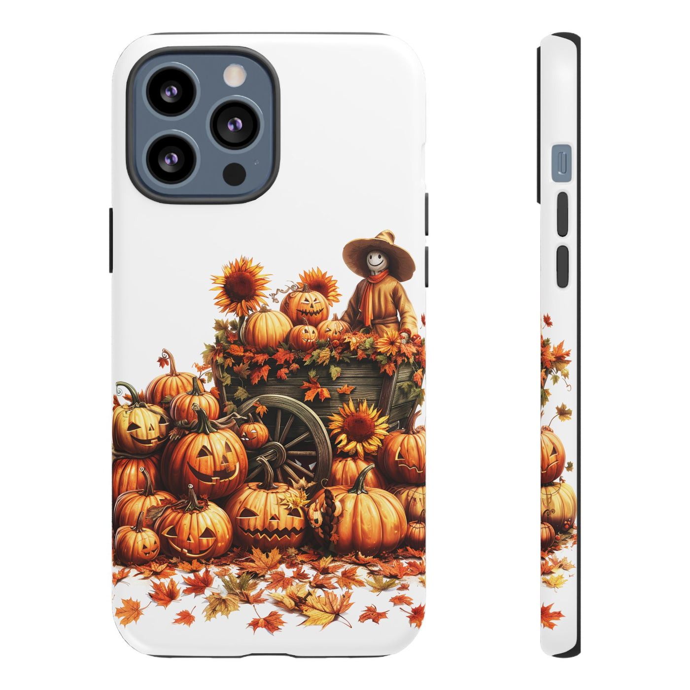 Impact Resistant, Fall Leaves Scarecrow, Cute Phone Cases for Samsung S24, S23, S22, S21, IPhone 15 pro Iphone 14 pro Iphone 13 IPhone 12 Iphone 11