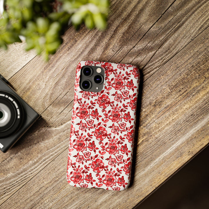 Slim Red Chinoiserie Gift for Her Cute Phone Cases for Iphone 16 Pro Max | iPhone 15 Case | iPhone 15 Pro Max Case, Iphone 14, Iphone 14 Pro Max, Iphone 13 12 11 8 7 - Studio40ParkLane