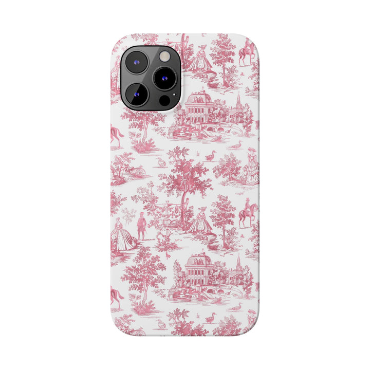 Slim Pink Vintage French Toile Cute Phone Cases for Iphone 16 Pro Max | iPhone 15 Case | iPhone 15 Pro Max Case, Iphone 14, Iphone 14 Pro Max, Iphone 13 12 11 8 7 - Studio40ParkLane