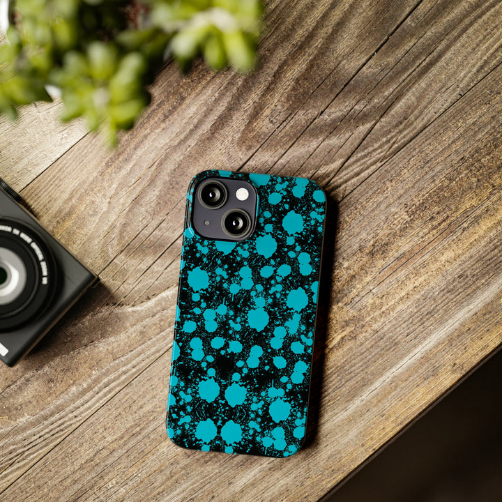 Slim Cute Phone Cases for Iphone - | iPhone 15 Case | iPhone 15 Pro Max Case, Iphone 14 Case, Iphone 14 Pro Max, Iphone 13, Blue Paint Blots Splash - Studio40ParkLane