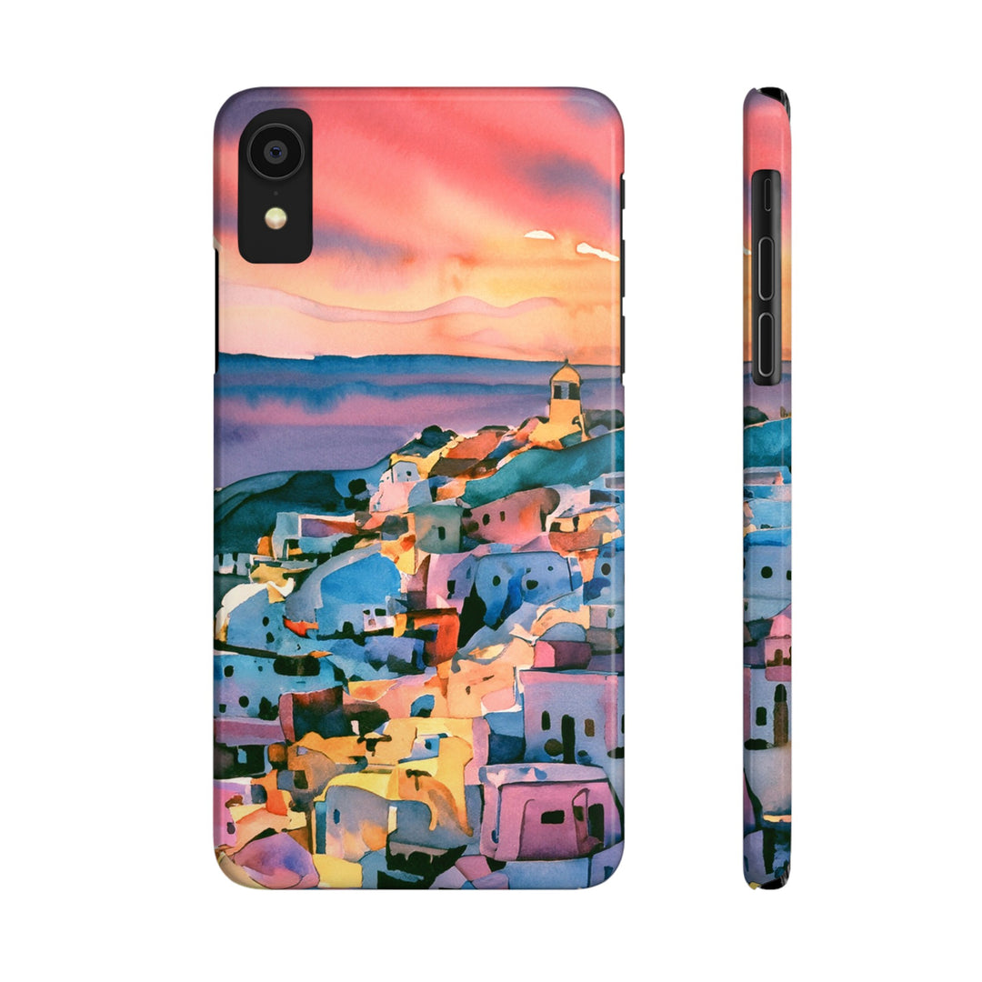 Slim Cute Phone Cases for Iphone | iPhone 15 Case | iPhone 15 Pro Max Case, Iphone 14, Iphone 14 Pro Max, Iphone 13, Colorful Greek House Watercolor - Studio40ParkLane