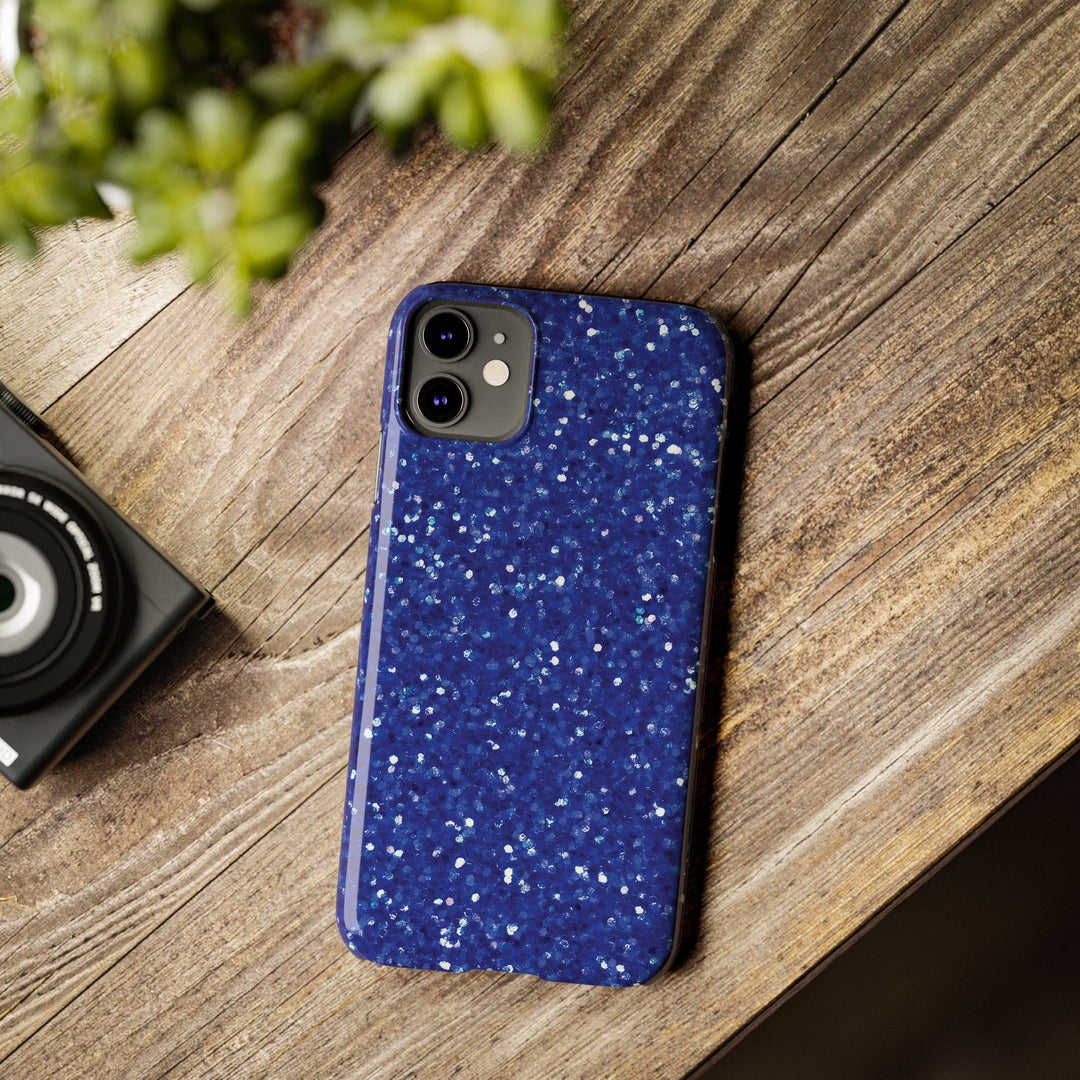 Slim Blue Muted Faux Play on Glitter Effect Cute Phone Cases for Iphone 16 Pro Max | iPhone 15 Case | iPhone 15 Pro Max Case, Iphone 14, Iphone 14 Pro Max, Iphone 13 12 11 8 7 - Studio40ParkLane