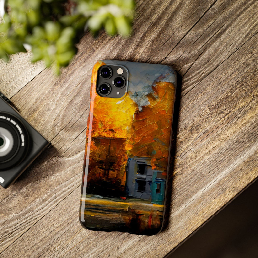 Slim Cute Phone Cases for Iphone - | iPhone 15 Case | iPhone 15 Pro Max Case, Iphone 14 Case, Iphone 14 Pro Max, Iphone 13, Fall Leaves Oil Paint Effect - Studio40ParkLane
