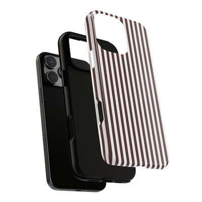 Tough Premium Brown Stripes Phone Case Gift for Her - For Apple iPhone 16 Pro Max 16e iPhone 15 Pro iPhone Iphone 14 Plus 13 Pro 12 SE XR - Studio40ParkLane
