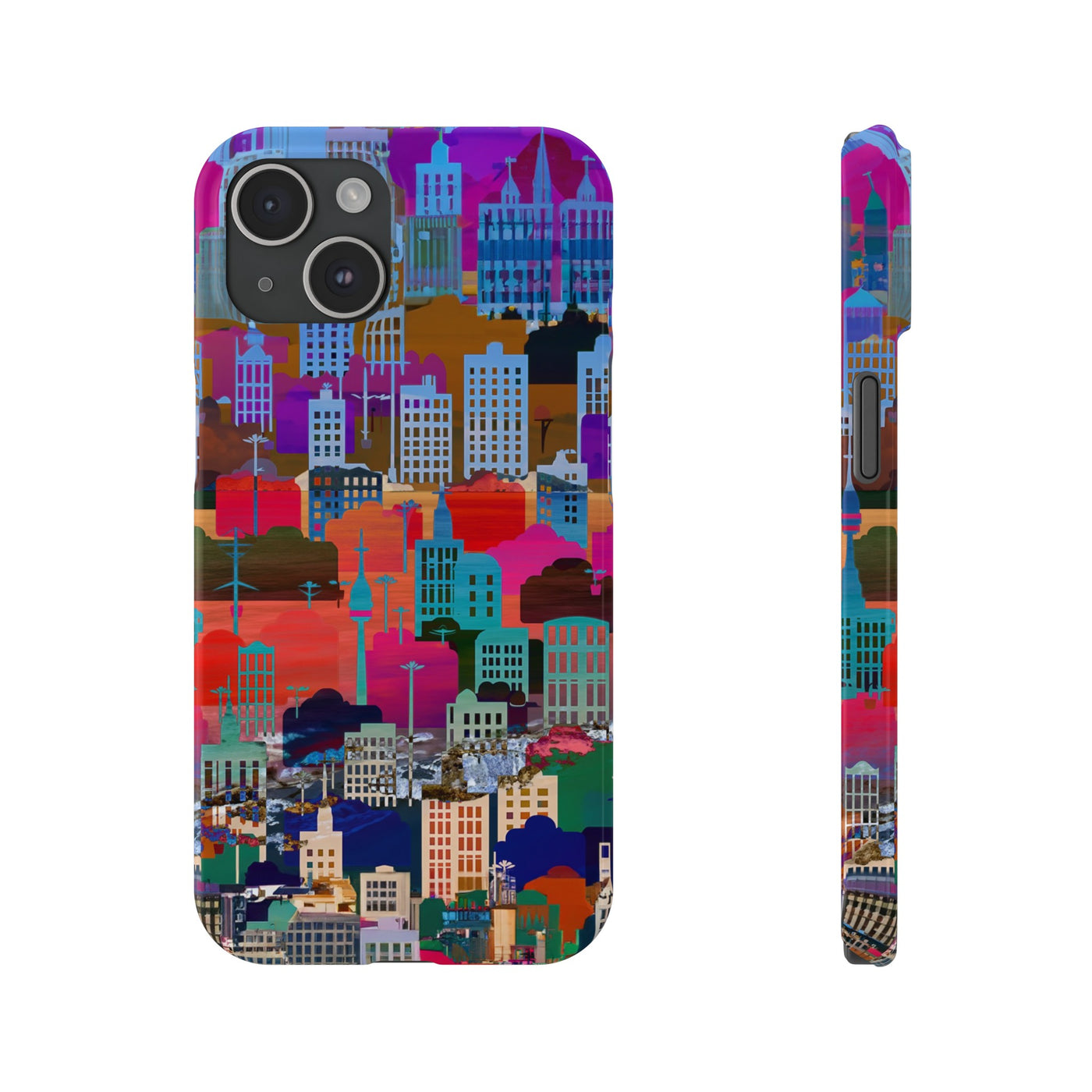 City Skyline Mosaic Slim Cute Phone Cases for Iphone | iPhone 15 Case | iPhone 15 Pro Max Case, Iphone 14, Iphone 14 Pro Max, Iphone 13, 12