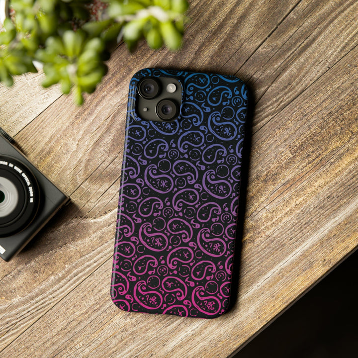 Slim Cute Phone Cases for Iphone - | iPhone 15 Case | iPhone 15 Pro Max Case, Iphone 14 Case, Iphone 14 Pro Max, Iphone 13, Paisley Blue Pink Black - Studio40ParkLane