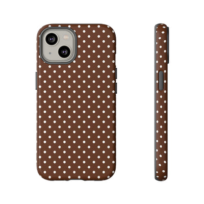 Aesthetic Tough Mocha Brown Polka Dots Premium Phone Case - For iPhone 17 Pro Max iPhone 16 Pro iPhone 15 Iphone 14 Plus 13 Pro 12 11 10 - Studio40ParkLane