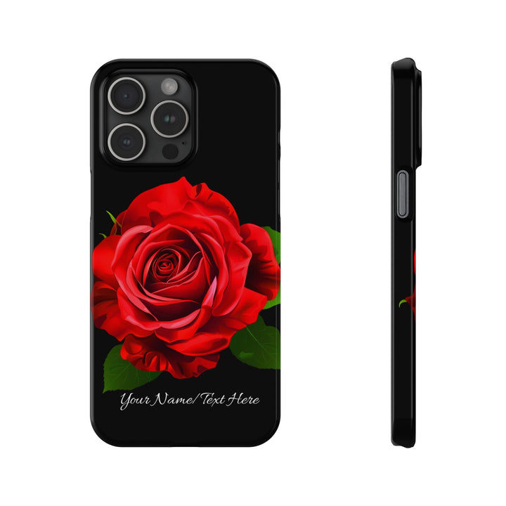 Slim Custom Personalized Red Rose Flowers Gift for Her Cute Phone Cases for Iphone 16 Pro Max | iPhone 15 Case | iPhone 15 Pro Max Case, Iphone 14, Iphone 14 Pro Max, Iphone 13 12 11 8 7 - Studio40ParkLane