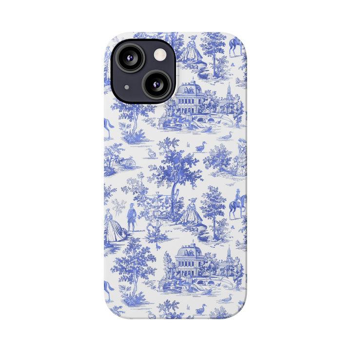 Slim Blue Vintage French Toile Cute Phone Cases for Iphone 16 Pro Max | iPhone 15 Case | iPhone 15 Pro Max Case, Iphone 14, Iphone 14 Pro Max, Iphone 13 12 11 8 7 - Studio40ParkLane