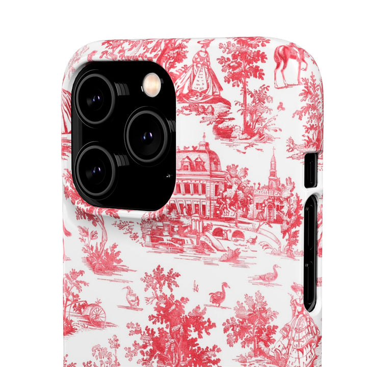 Snap French Toile Personalized Initial Custom Gift for Her Cute Phone Cases for Samsung S24, S23, S22, S21, S20, Plus and Ultra and Iphone, 16, 15, 14, 13, 12, 11. 10 - Studio40ParkLane