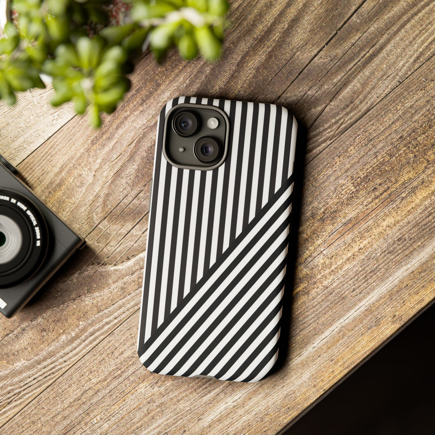 Aesthetic Tough Black White Stripes Phone Case - For iPhone 17 Pro Max iPhone 16 Pro iPhone 15 Iphone 14 Plus 13 Pro 12 11 10 XR - Studio40ParkLane