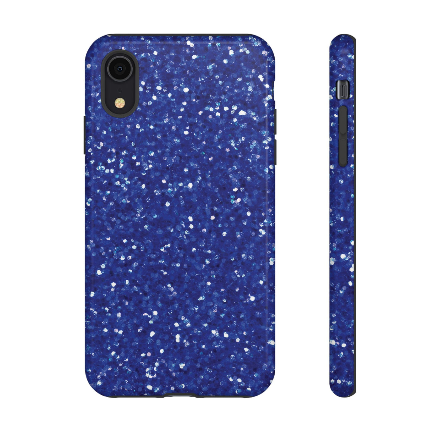 Chic Blue Faux Play on Glitter Effect Cute Phone Case, for IPhone 16 pro Max | Iphone 15, Iphone 14, IPhone 13 Case, 11 8 7, Samsung Galaxy S24, S23, S22, S21, 2 Layer Protection