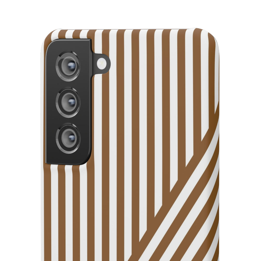 Aesthetic Mocha Brown Stripes Cute Phone Case Sleek Snap - For iPhone 17 Pro Max iPhone 16 Pro iPhone 15 Iphone 14 Plus 13 Pro 12 11 10 Gift - Studio40ParkLane