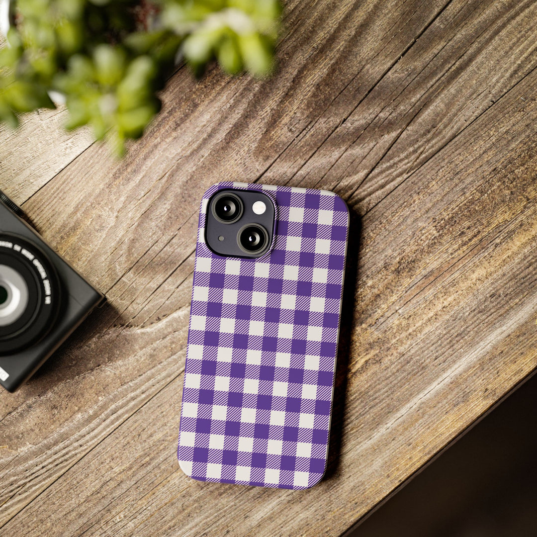 Slim Purple Gingham Gift for Her Cute Phone Cases for Iphone 16 Pro Max | iPhone 15 Case | iPhone 15 Pro Max Case, Iphone 14, 13, 12, 11, 10, 8, 7 - Studio40ParkLane