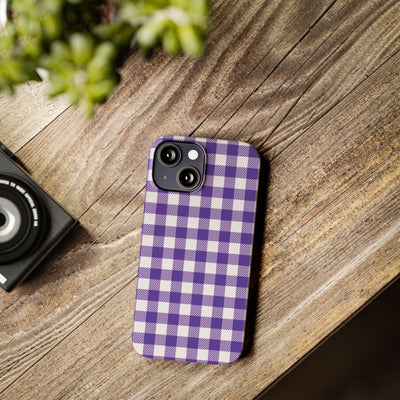 Slim Purple Gingham Gift for Her Cute Phone Cases for Iphone 16 Pro Max | iPhone 15 Case | iPhone 15 Pro Max Case, Iphone 14, 13, 12, 11, 10, 8, 7