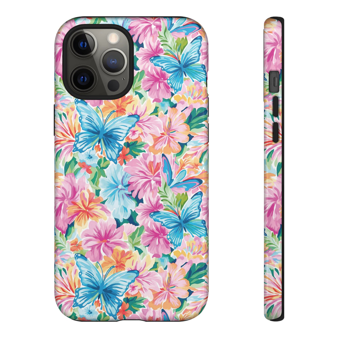 Premium Tough Butterflies Flowers Cute Phone Cases for Samsung S24, S23, S22, S21, S20, Plus and Ultra, Iphone 16 Pro Max,15, 14, 13, 12, 11, 10