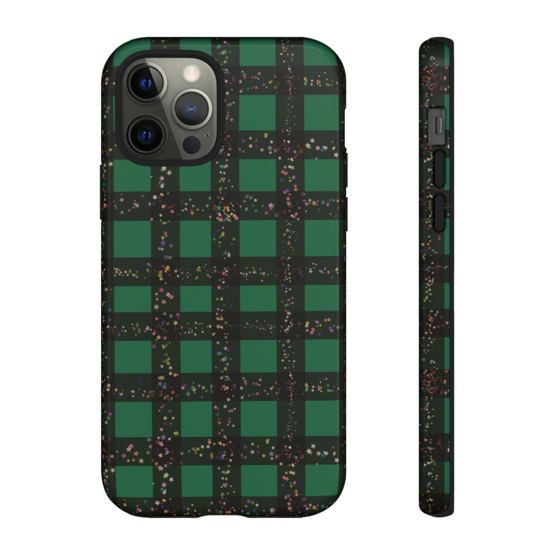 Cute IPhone Case | iPhone 15 Case | iPhone 15 Pro Max Case, Iphone 14 Case, Iphone 14 Pro Max Case IPhone Case for Art Lovers, Green Festive Plaid - Studio40ParkLane