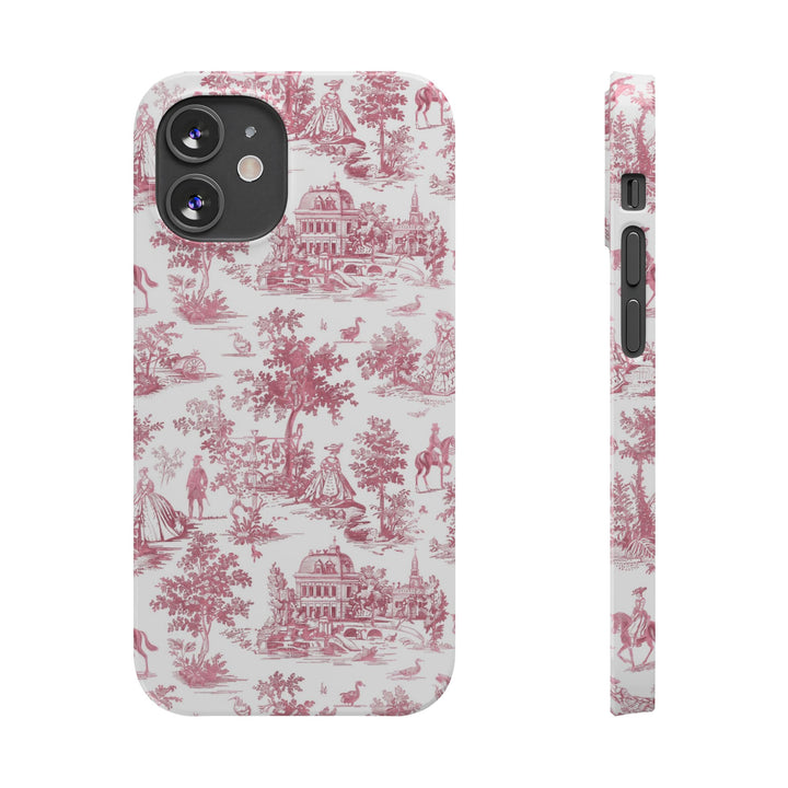 Slim Pink Vintage French Toile Cute Phone Cases for Iphone 16 Pro Max | iPhone 15 Case | iPhone 15 Pro Max Case, Iphone 14, Iphone 14 Pro Max, Iphone 13 12 11 8 7 - Studio40ParkLane