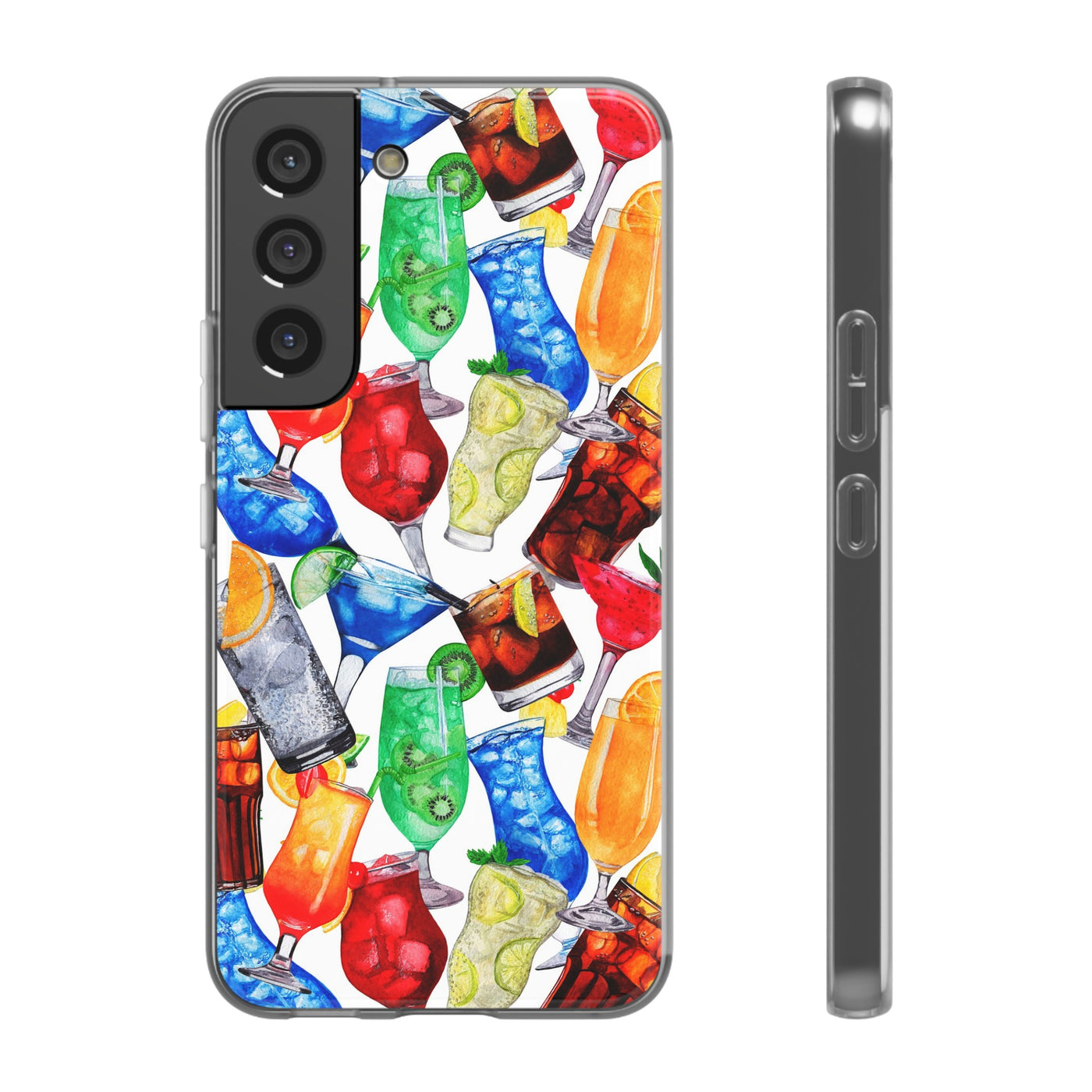 Cute Flexi Phone Cases, For Iphones and Samsung Galaxy Phones, Tropical Summer Fruit Cocktails, Galaxy S23 Phone Case, Samsung S22 Case, Samsung S21, Iphone 15, Iphone 14, Iphone 13