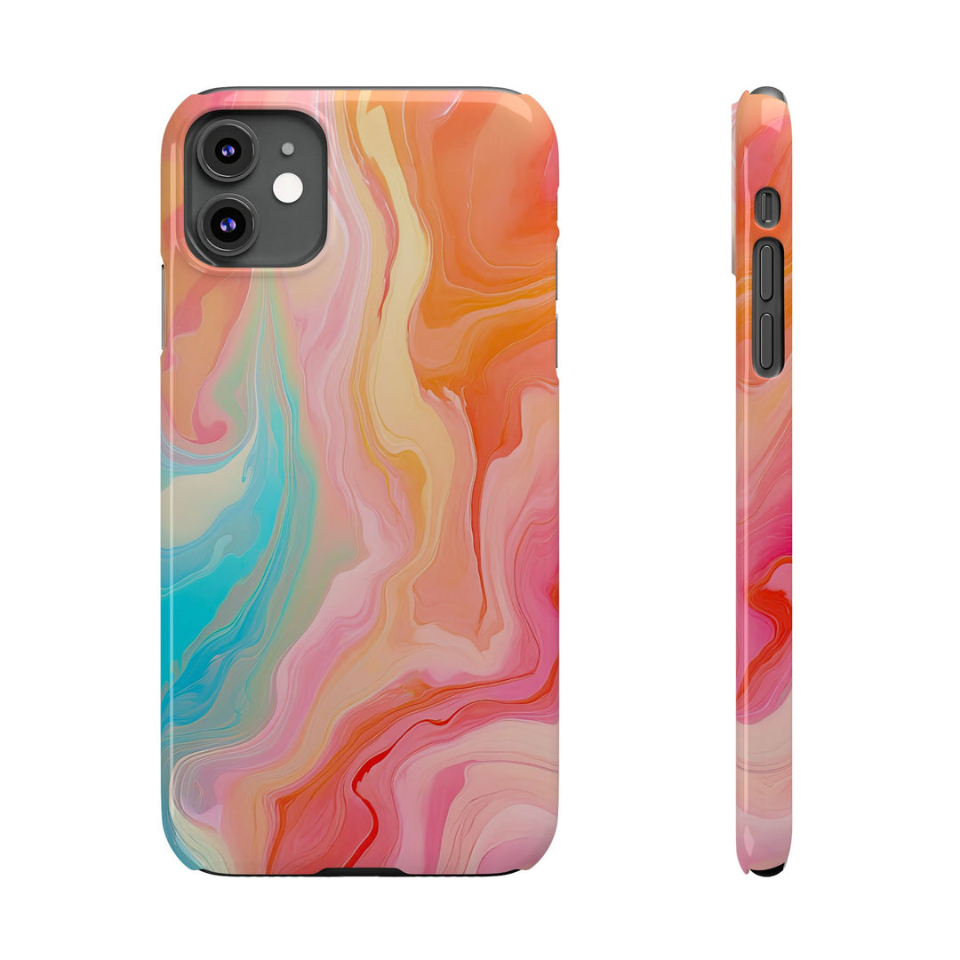 Slim Blue Pink Orange Marbled Cute Phone Cases for Iphone 16 Pro Max | iPhone 15 Case | iPhone 15 Pro Max Case, Iphone 14, Iphone 14 Pro Max, Iphone 13 12 11 8 7 - Studio40ParkLane
