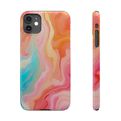 Slim Blue Pink Orange Marbled Cute Phone Cases for Iphone 16 Pro Max | iPhone 15 Case | iPhone 15 Pro Max Case, Iphone 14, Iphone 14 Pro Max, Iphone 13 12 11 8 7