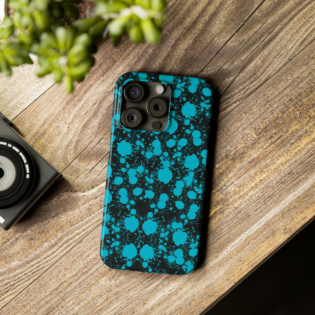 Slim Cute Phone Cases for Iphone - | iPhone 15 Case | iPhone 15 Pro Max Case, Iphone 14 Case, Iphone 14 Pro Max, Iphone 13, Blue Paint Blots Splash - Studio40ParkLane