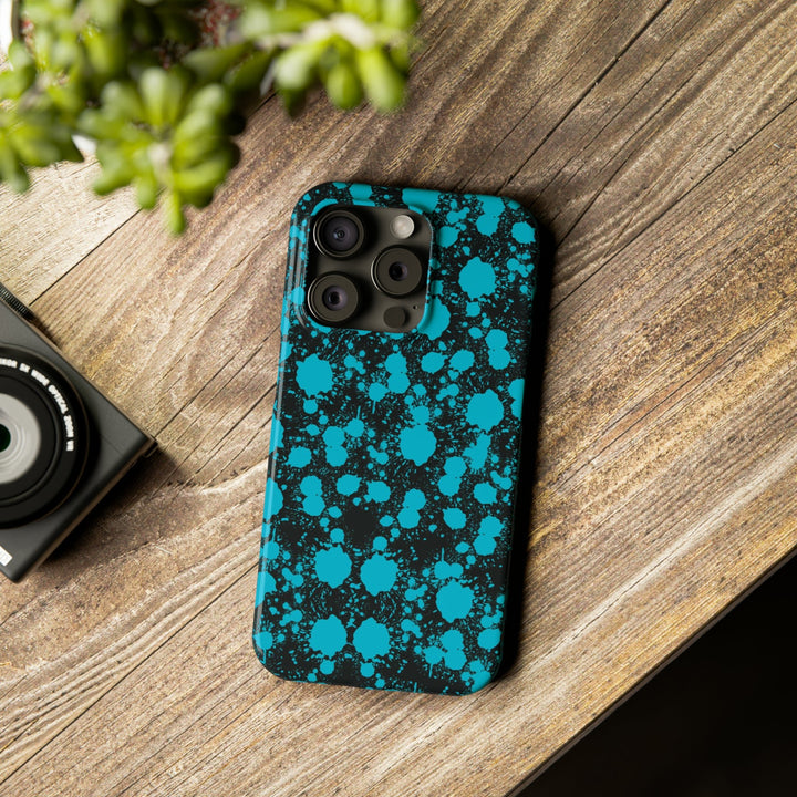 Slim Cute Phone Cases for Iphone - | iPhone 15 Case | iPhone 15 Pro Max Case, Iphone 14 Case, Iphone 14 Pro Max, Iphone 13, Blue Paint Blots Splash - Studio40ParkLane