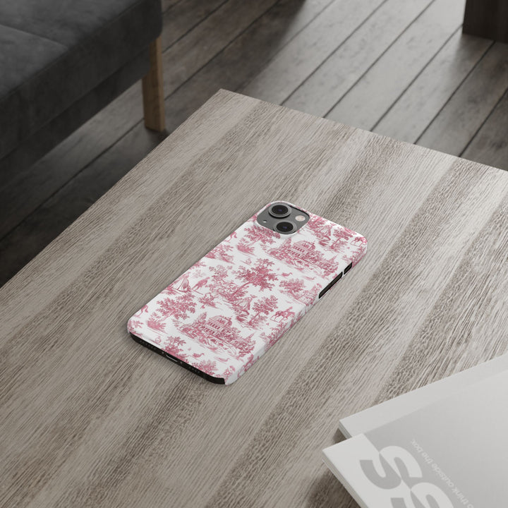 Slim Pink Vintage French Toile Cute Phone Cases for Iphone 16 Pro Max | iPhone 15 Case | iPhone 15 Pro Max Case, Iphone 14, Iphone 14 Pro Max, Iphone 13 12 11 8 7 - Studio40ParkLane