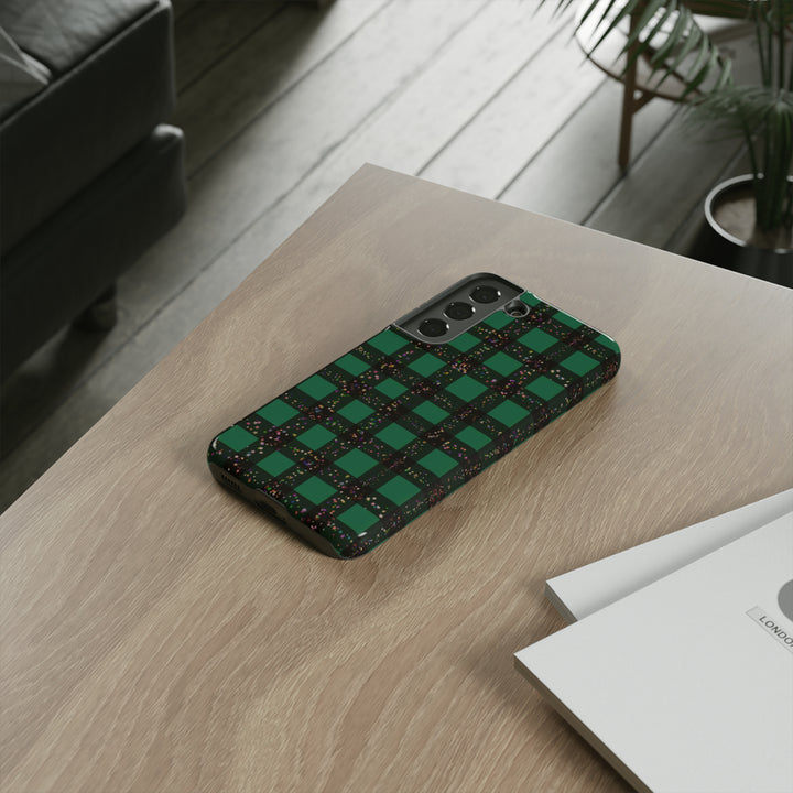 Cute Samsung Phone Cases, Designer Samsung Galaxy S23 Phone Case, Samsung S22 Case, Samsung S21 Case, Samsung S20 Case, Green Festive Plaid - Studio40ParkLane