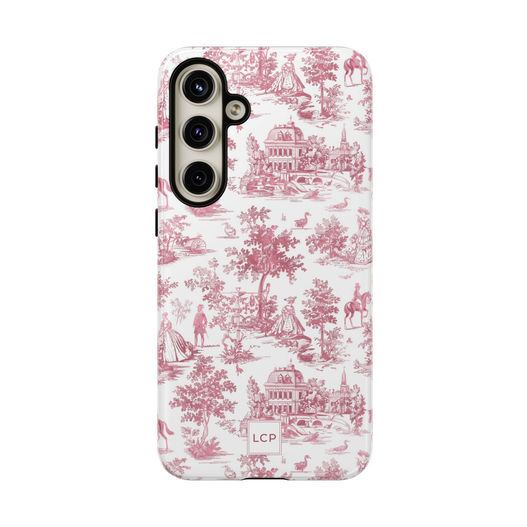 Personalized Custom French Toile Tough Cute Phone Case For Apple iPhone 18, 17, 16, 15 14, Pro Max, Samsung Galaxy S26, S25, S24 Plus Ultra