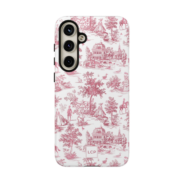 Personalized Custom French Toile Tough Cute Phone Case For Apple iPhone 18, 17, 16, 15 14, Pro Max, Samsung Galaxy S26, S25, S24 Plus Ultra