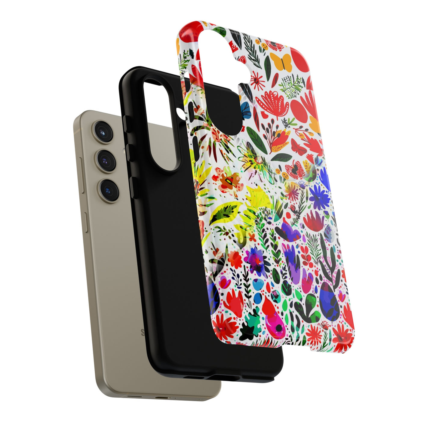 Impact Resistant, Colored Flowers, Cute Phone Cases for Samsung S24, S23, S22, S21, IPhone 15 pro Iphone 14 pro Iphone 13 IPhone 12 Iphone 11