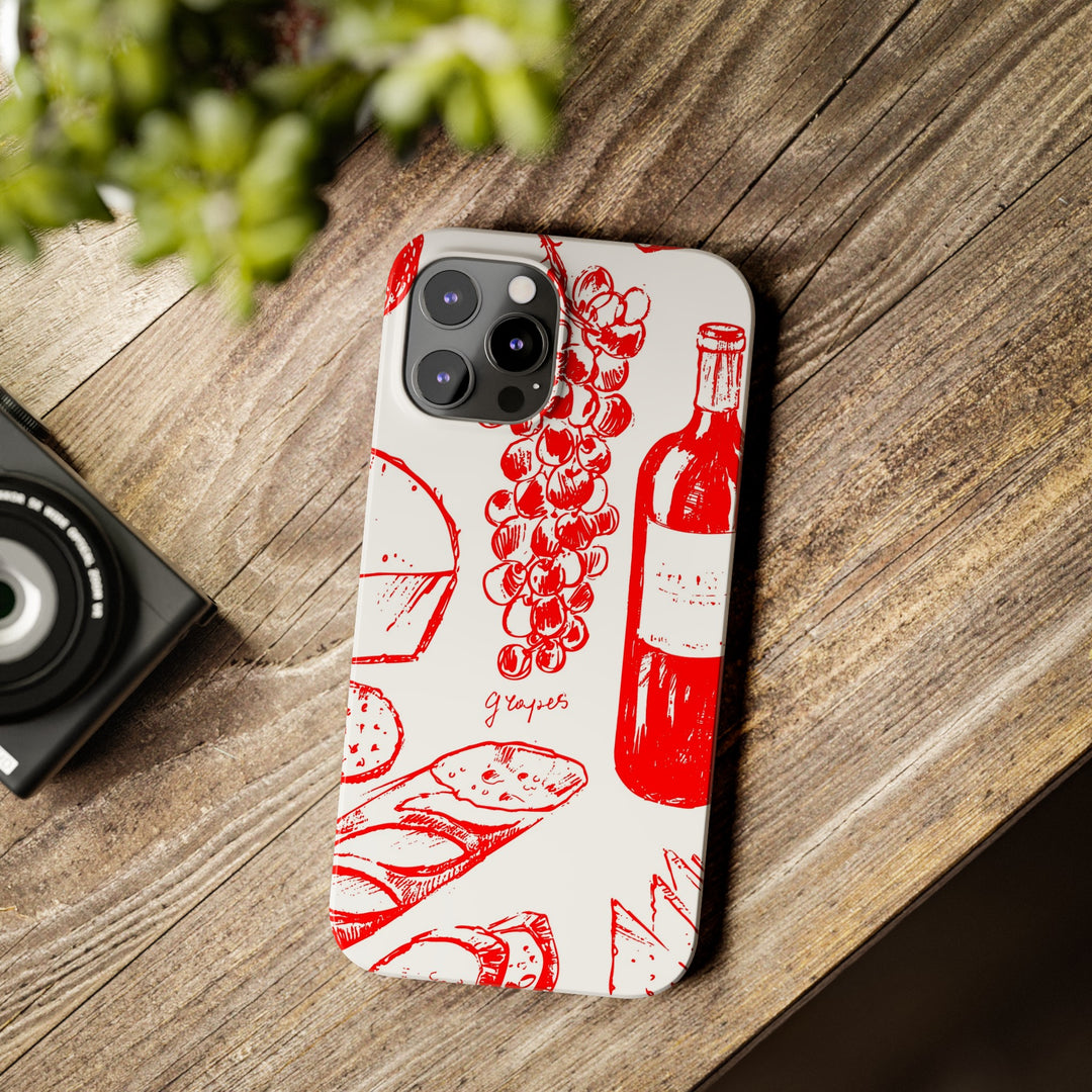Slim Cute Phone Cases for Iphone | iPhone 15 Case | iPhone 15 Pro Max Case, Iphone 14, Iphone 14 Pro Max, Iphone 13, French Food Wine Red - Studio40ParkLane