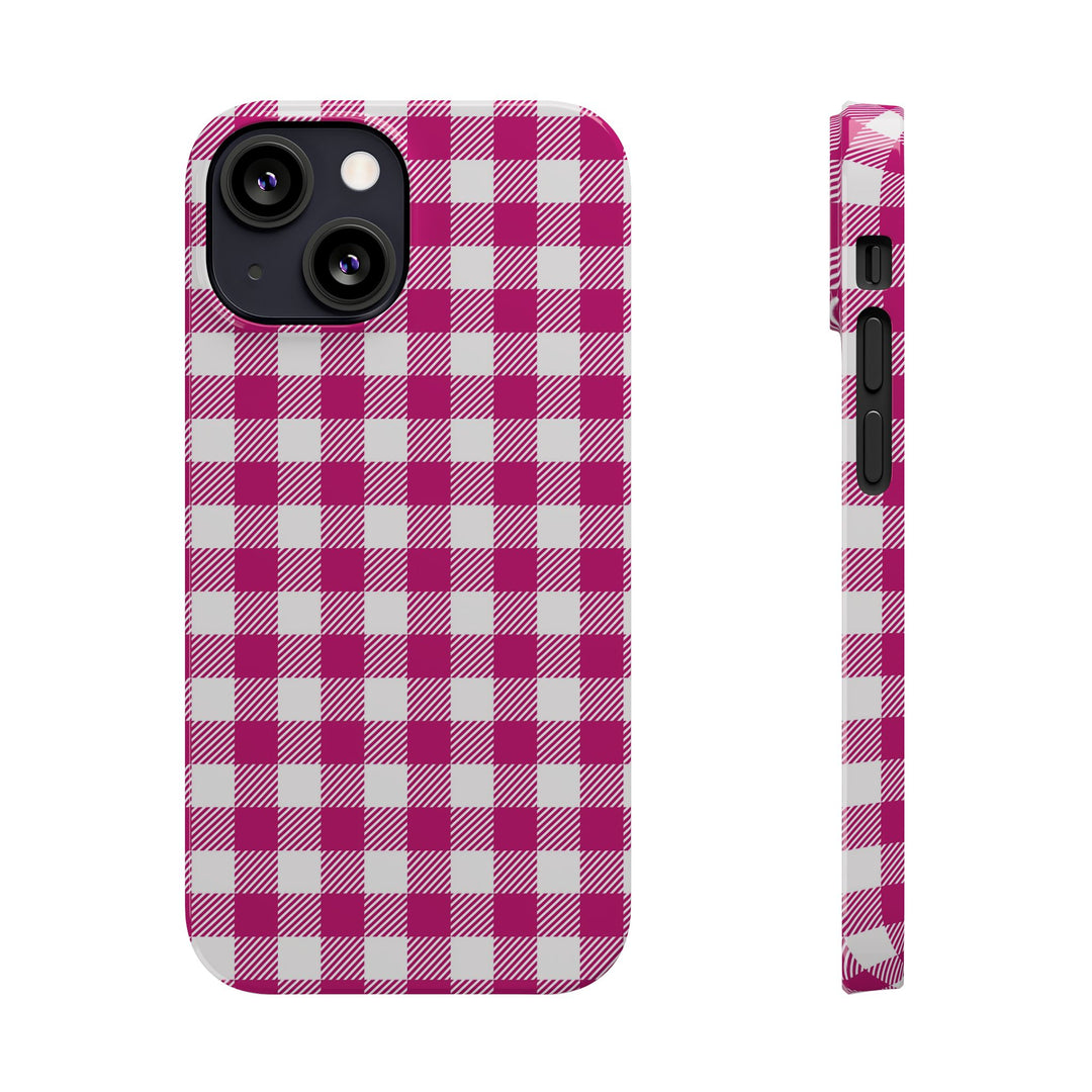Slim Pink Gingham Gift for Her Cute Phone Cases for Iphone 16 Pro Max | iPhone 15 Case | iPhone 15 Pro Max Case, Iphone 14, 13, 12, 11, 10, 8, 7 - Studio40ParkLane