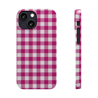 Slim Pink Gingham Gift for Her Cute Phone Cases for Iphone 16 Pro Max | iPhone 15 Case | iPhone 15 Pro Max Case, Iphone 14, 13, 12, 11, 10, 8, 7