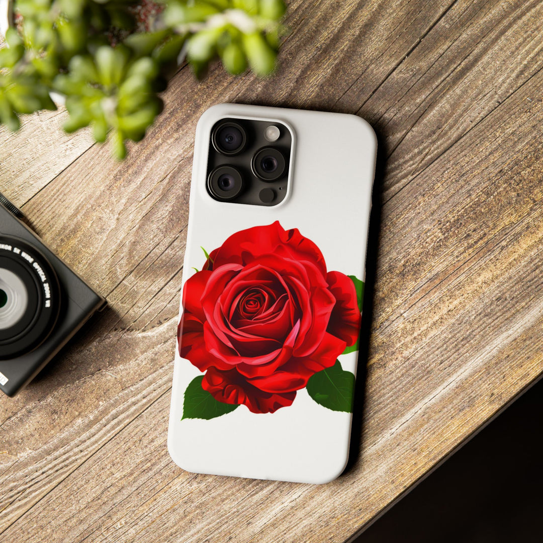Slim Red Rose Flowers Gift for Her Cute Phone Cases for Iphone 16 Pro Max | iPhone 15 Case | iPhone 15 Pro Max Case, Iphone 14, Iphone 14 Pro Max, Iphone 13 12 11 8 7 - Studio40ParkLane