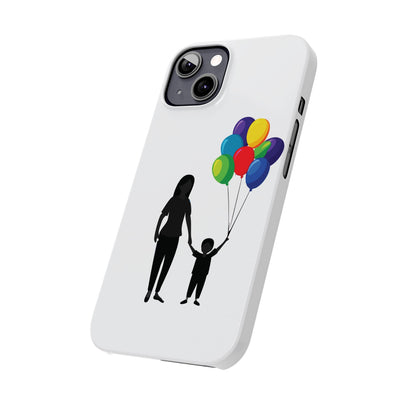 Slim Mother Child Balloons Gift for Her Cute Phone Cases for Iphone 16 Pro Max | iPhone 15 Case | iPhone 15 Pro Max Case, Iphone 14, 13, 12, 11, 10, 8, 7