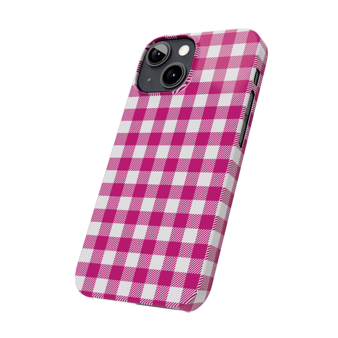 Slim Pink Gingham Gift for Her Cute Phone Cases for Iphone 16 Pro Max | iPhone 15 Case | iPhone 15 Pro Max Case, Iphone 14, 13, 12, 11, 10, 8, 7 - Studio40ParkLane