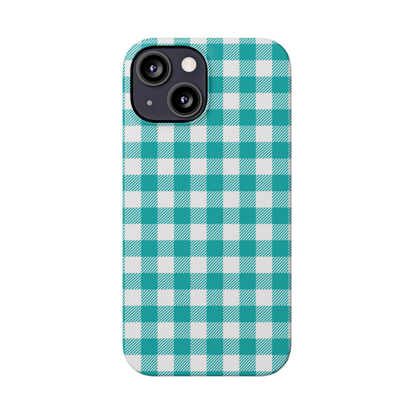 Slim Turquoise Gingham Gift for Her Cute Phone Cases for Iphone 16 Pro Max | iPhone 15 Case | iPhone 15 Pro Max Case, Iphone 14, 13, 12, 11, 10, 8, 7