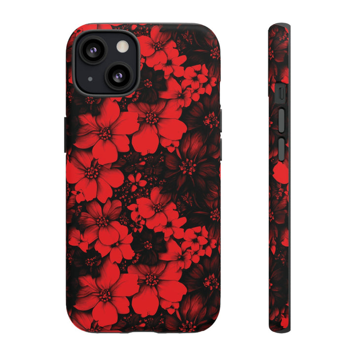 Cute IPhone Case | Red Black Flowers, iPhone 15 Case | iPhone 15 Pro Case, Iphone 14 Case, Iphone 14 Pro Max Case, Protective Iphone Case - Studio40ParkLane