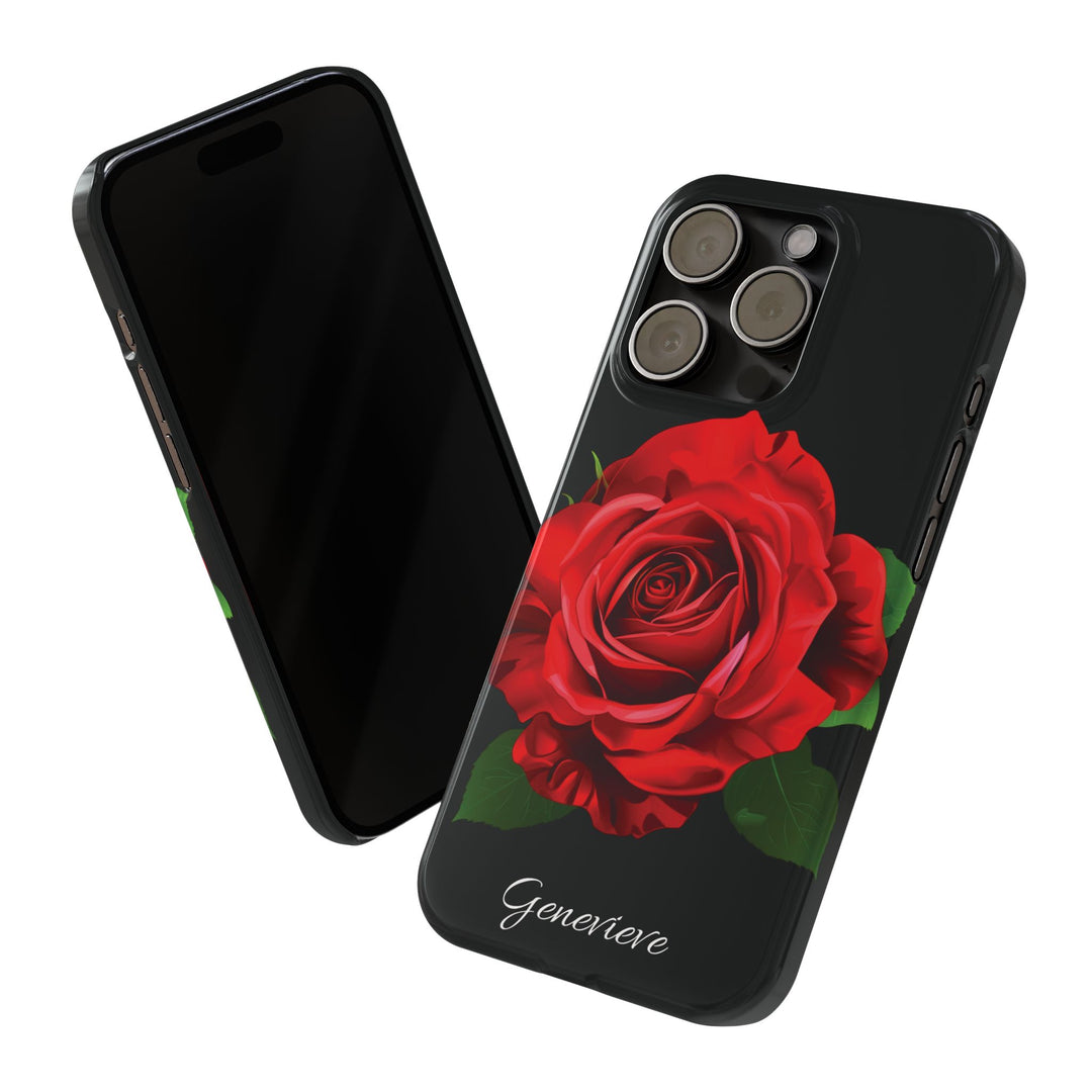 Slim Custom Personalized Red Rose Flowers Gift for Her Cute Phone Cases for Iphone 16 Pro Max | iPhone 15 Case | iPhone 15 Pro Max Case, Iphone 14, Iphone 14 Pro Max, Iphone 13 12 11 8 7 - Studio40ParkLane